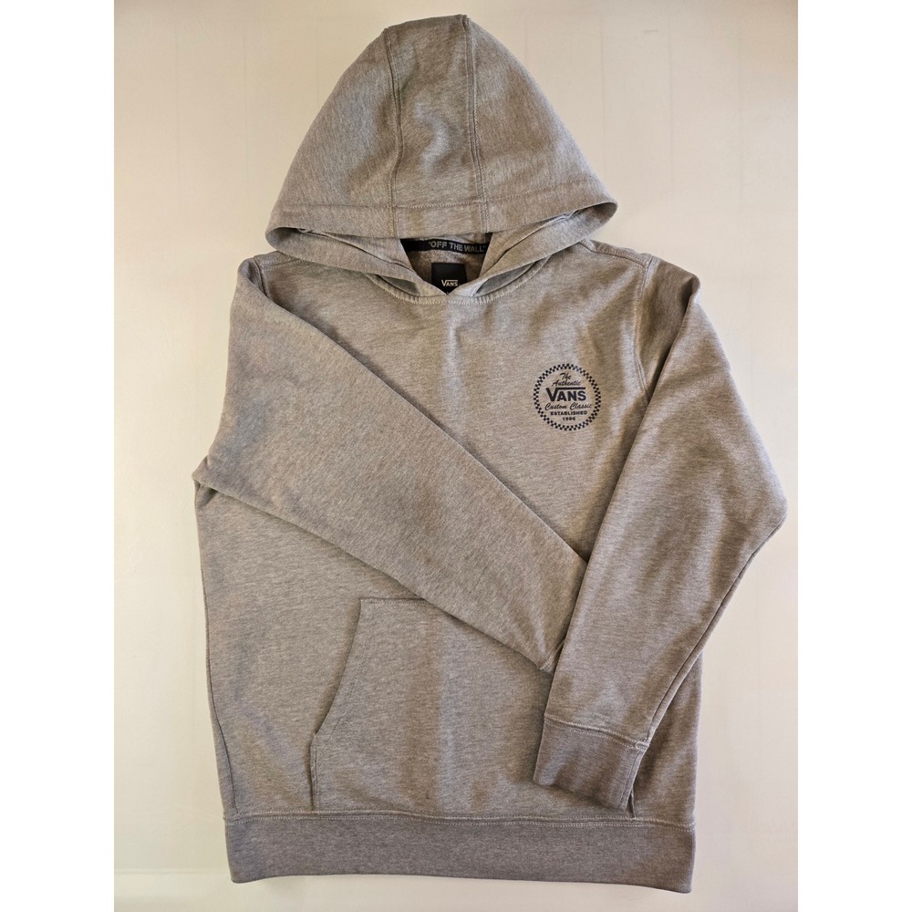 Vans Boys Custom Classic Graphic Pullover Hoodie Gray Medium